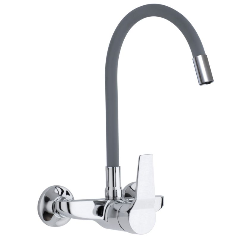 Bateria kuchenna Yoka Home ELFO ścienna elastyczna wylewka kran szara 1 szt.