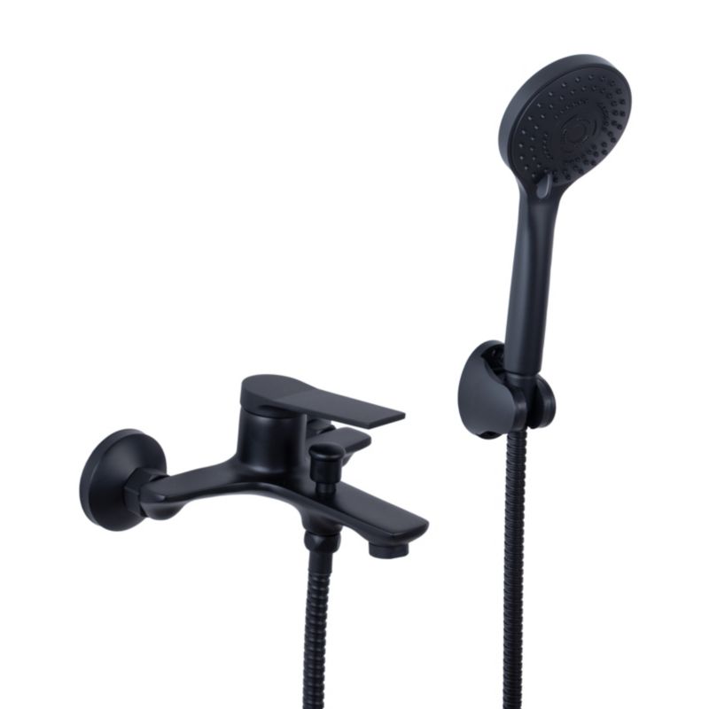 Bateria wannowa OMALA - Yoka Home ścienna czarna prysznicowa natryskowa - 1 szt.