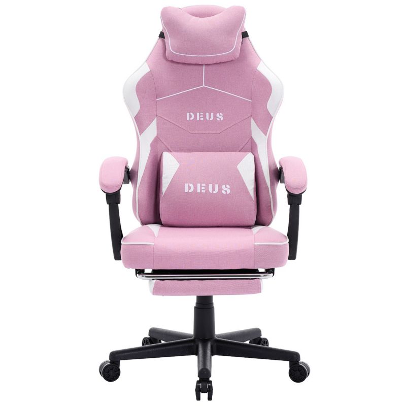 Fotel gamingowy Extreme biurowy oddychający z tkaniny z podnóżkiem Edge Pink 1 szt.