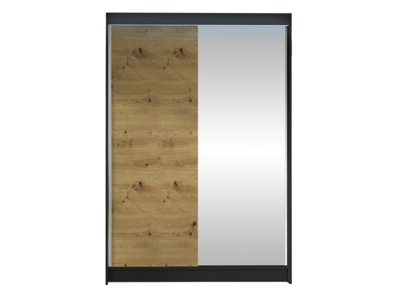Szafa MIRJAN 24 z drzwiami przesuwnymi Lino I z oświetleniem RGB czarny/dąb artisan 1 szt.