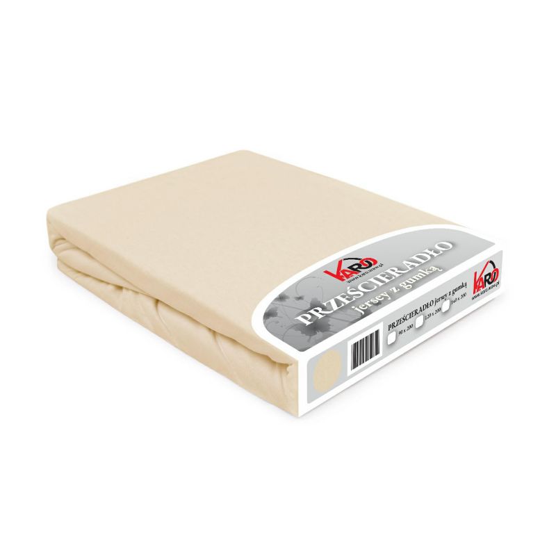 Prześcieradło jersey z gumką KARO 140x200 jasny beż 1 szt.