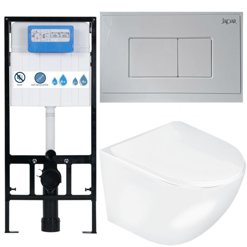 Zestaw WC Domotechnika Rimless bezkołnierzowy z deską Soft Close i stelażem Slim 1szt