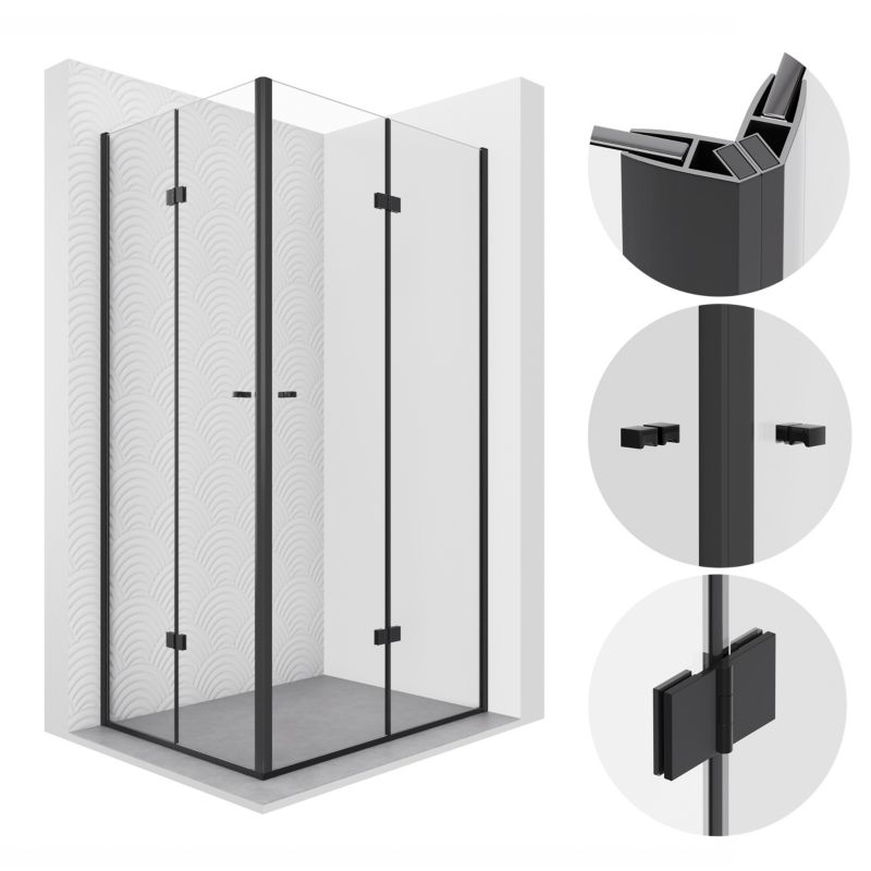 Kabina prysznicowa 100x100 kwadratowa składana MAUNA SEVANTE czarna 1 szt.