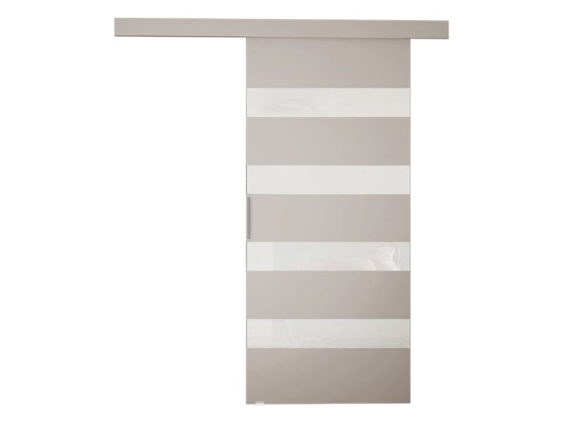 Drzwi przesuwne wewnętrzne MIRJAN 24 Rubi V 70 + samodomykacz kaszmir + biały lacobel 1 kpl.