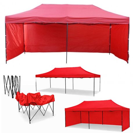 Extra Namiot ogrodowy 3x6 Mocne Namioty 60 kg Pawilon Handlowy ekspresowy targowy składany automatyczny imprezowy Czerwony 1 szt.