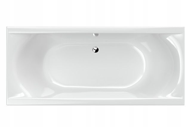 Wanna prostokątna 180 x 80 cm uniwersalna biała bez obudowy z syfonem Laminart 1 sz