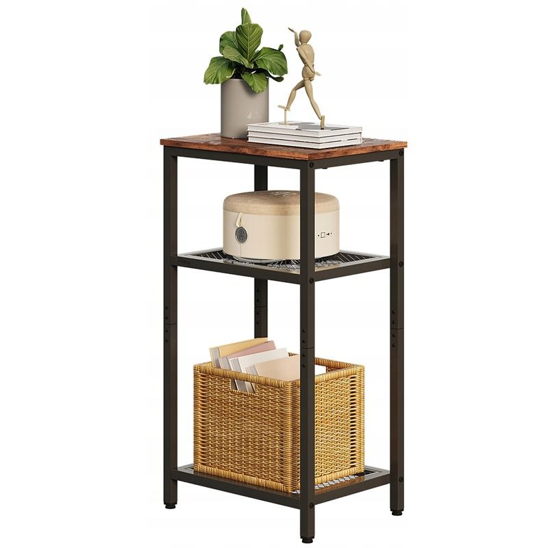 Stolik kawowy Rebiko pomocniczy boczny z 2 półkami brązowy 1szt