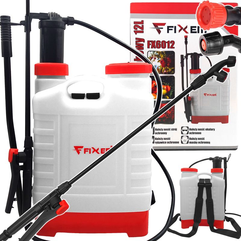 Opryskiwacz Fixem ciśnieniowy plecakowy ręczny ogrodowy 12l 3 dysze lanca 1kpl