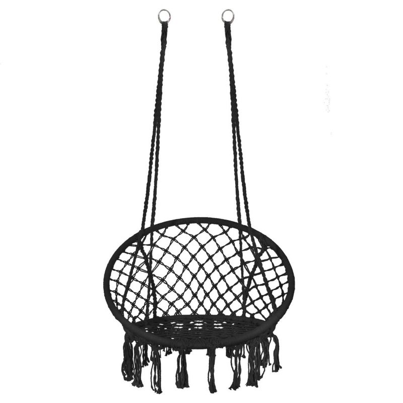 Huśtawka ogrodowa Springos bocianie gniazdo z frędzlami czarne 1 szt.