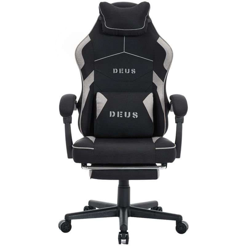 Fotel gamingowy Extreme biurowy oddychający z tkaniny z podnóżkiem Edge Black 1 szt.