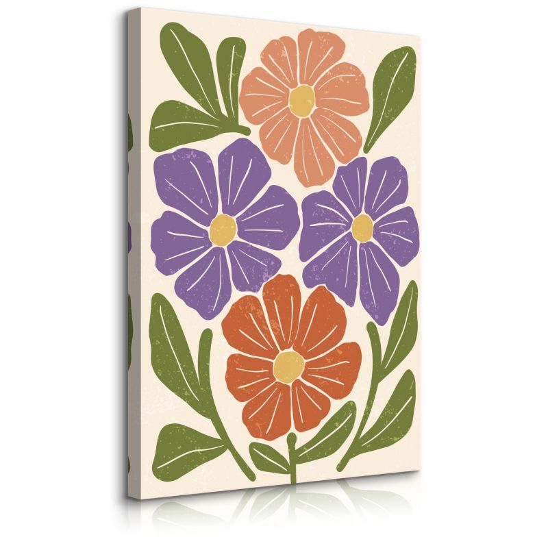 Obraz Muralo Do Salonu Kolorowe Polne Kwiaty Liście Rośliny Styl Boho 20x30 cm 1 szt.