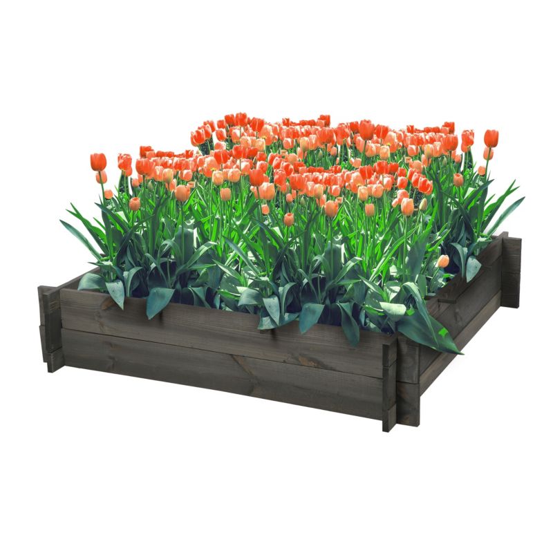 Skrzynia ogrodowa MODO24 podwyższona do uprawy warzyw i ziół 100 x 100 cm szara 1 szt.