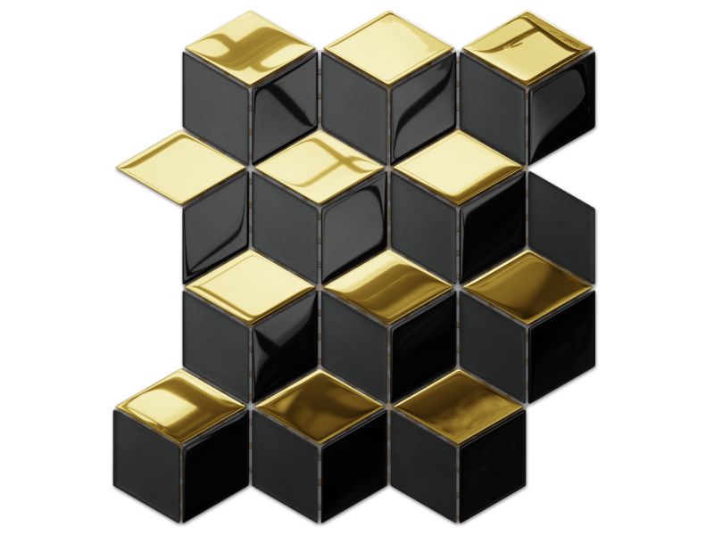 Mozaika szklana Ilcom romb diamond volcano złota czarna 26.5 x 30.5 cm 1 szt.