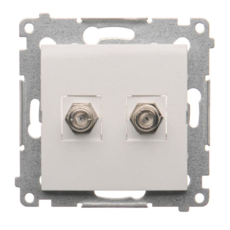 Gniazdo Antenowe Typu F Podwójne Simon 54 Białe Podtynkowe 1 szt.