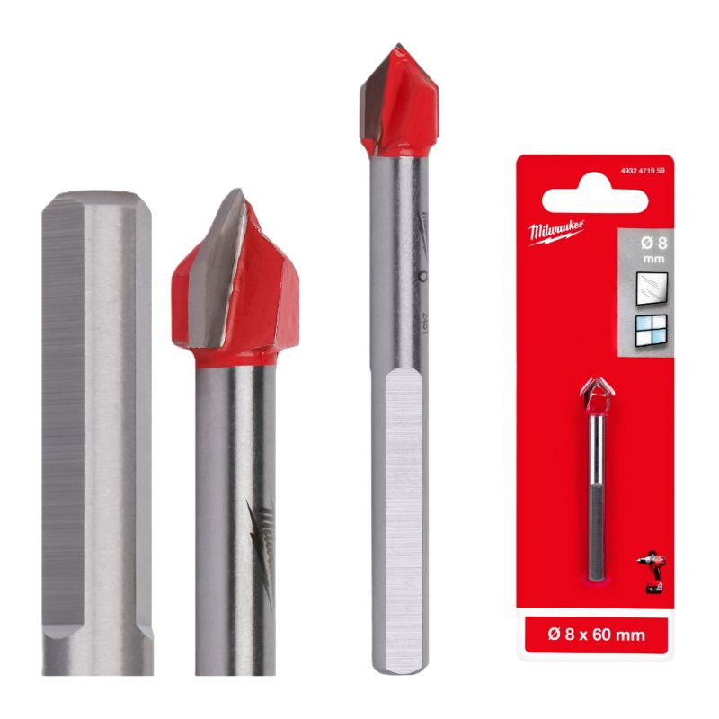 Wiertło do szkła płytek ceramiki Milwaukee średnica 8 mm długość 60 mm 1szt