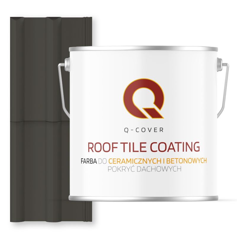 Farba do Dachów Ceramicznych i Betonowych Pokryć Dachowych Q-Cover Szary ciemny RAL7022 Półmat 5L