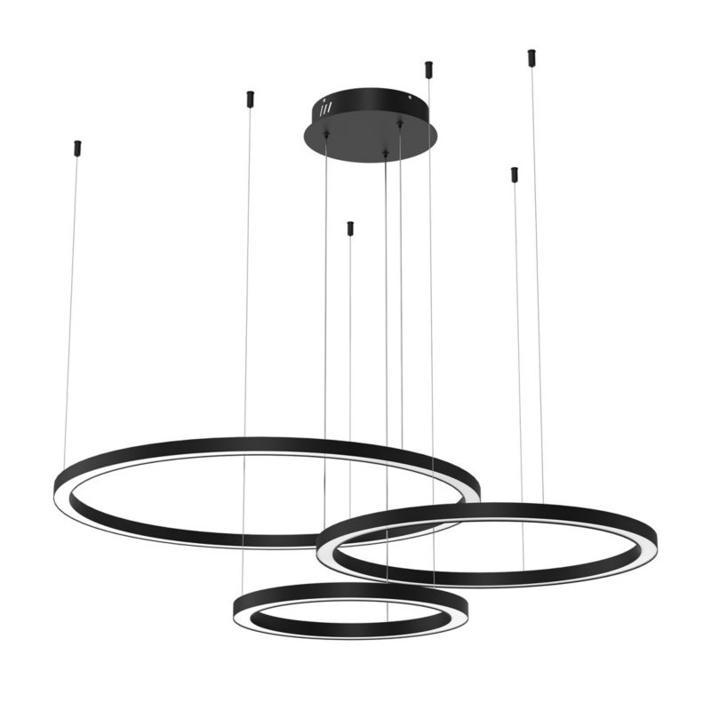 Lampa wisząca Milagro Galaxia 7891 czarno-biała trzy okręgi 80 cm 60 cm 40 cm wbudowany LED 85W 1 szt.