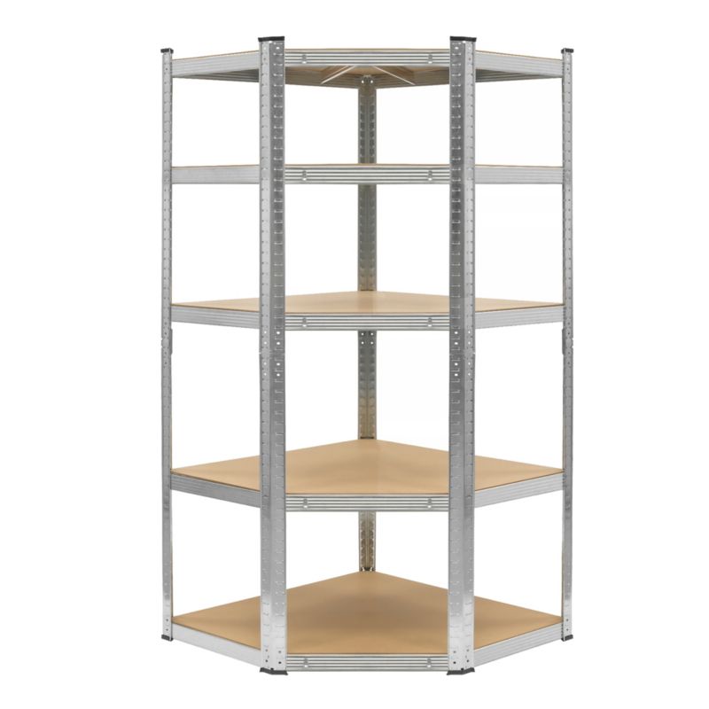 Regał magazynowy Bauerkraft narożny metalowy srebrny 5 półek 2w1 180x90x90x40 cm 1 szt.