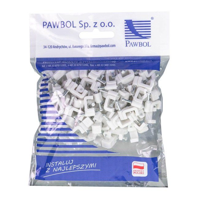 Uchwyty kablowe płaskie Eglotech 2 x 2,5 mm białe 100 szt.