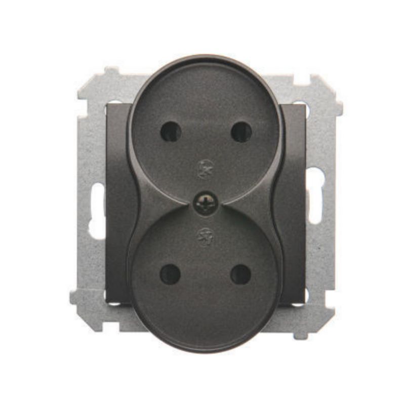 Gniazdo Podwójne 2X Simon 54 Antracyt Bez Uziemienia z Przesłonami 1 szt.