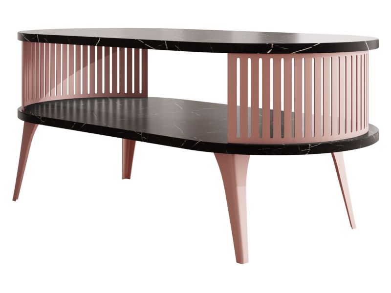 Stolik kawowy owalny MIRJAN 24 Roenni miedziany/black pietra grigia 1 szt.