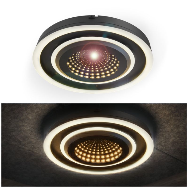 Lampa sufitowa LED ZELYN 18W Lightlogic 668701 oprawa plafon panel efekt 3D głębi czarna 1szt.