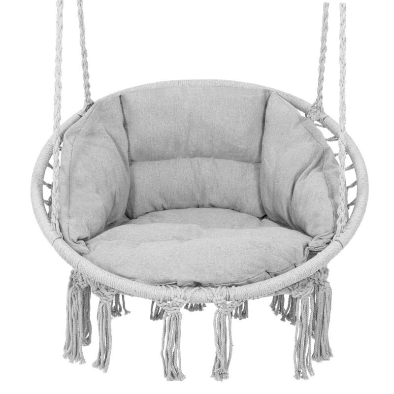 Huśtawka ogrodowa Springos bocianie gniazdo z frędzlami szara 1 szt.