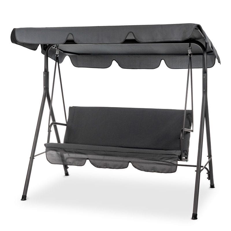 Huśtawka ogrodowa Mirpol z daszkiem szara 3-osobowa 1 szt.