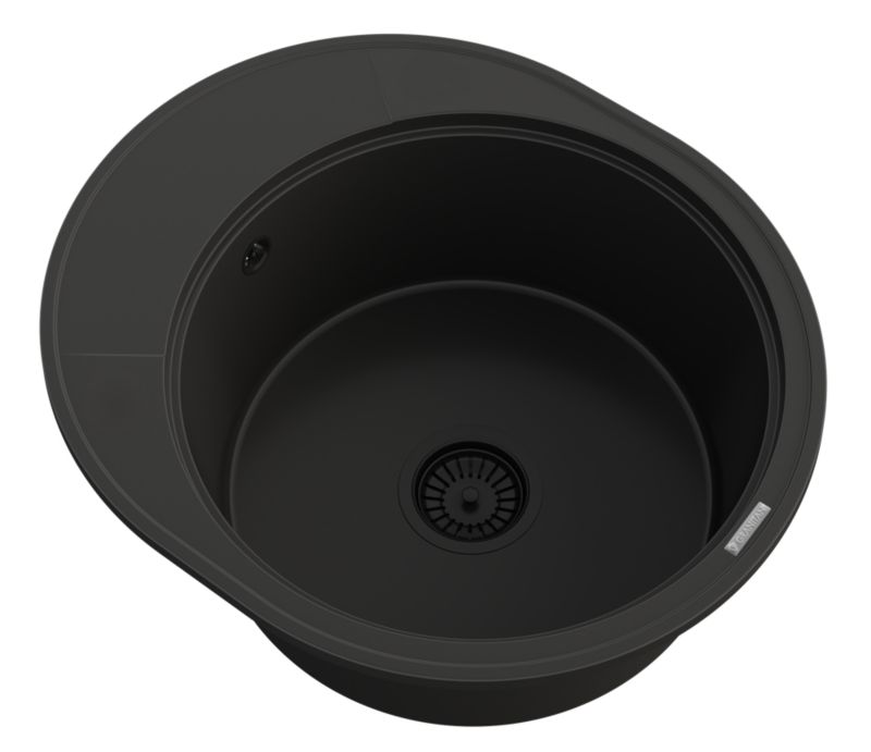 Zlewozmywak Okrągły Granitowy Jednokomorowy Z Ociekaczem Granitan Ramis Czarny Syfo Czarny 1 kpt.