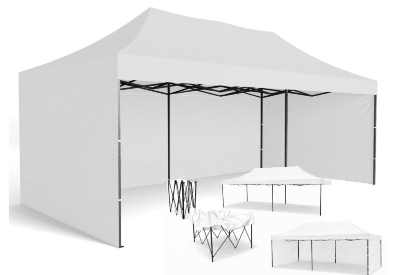 Namiot Handlowy 3x6 Mocne Namioty 50 kg Pawilon ekspresowy ogrodowy targowy składany automatyczny imprezowy Biały 1 szt.