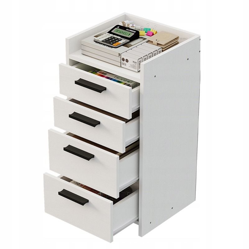 Komoda Rebiko biała kontenerek pod biurko biurowy regał szafka 4 szuflady wysoka 70cm 1 szt.