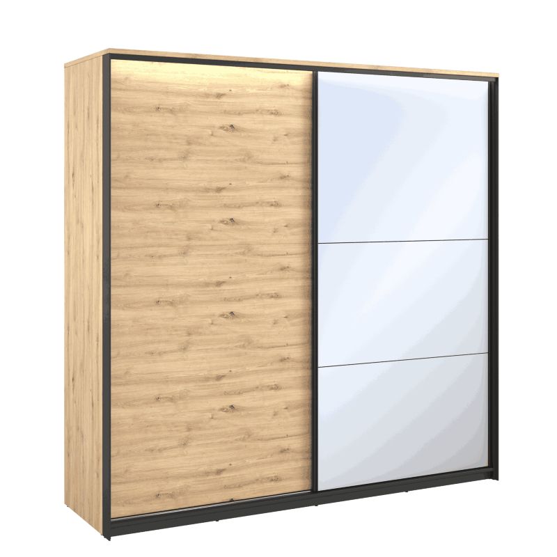 Szafa dwudrzwiowa Bettso Quant przesuwna z lustrem i oświetleniem LED dąb artisan 1szt.