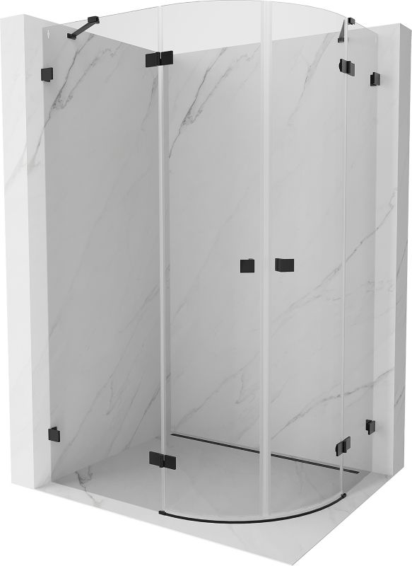 Kabina prysznicowa Mexen Lunar półokrągła uchylna lewa 100 x 90 cm transparent czarna 1 szt.