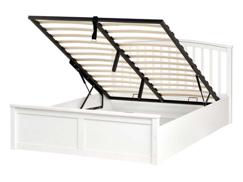 Łóżko z pojemnikiem Drewno sosnowe Clarbec 140 x 200 cm Biały 1 szt.