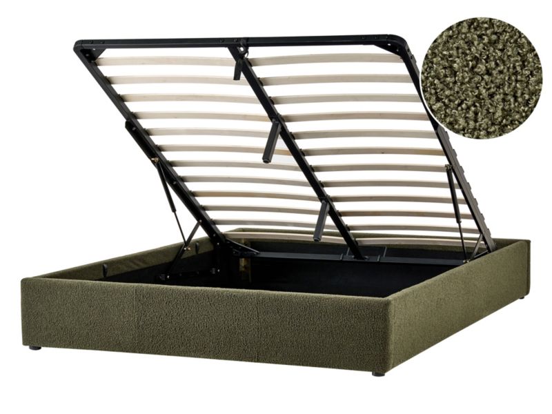 Łóżko z pojemnikiem bez zagłówka Boucle Dinan 140 x 200 cm Ciemnozielony 1 szt.