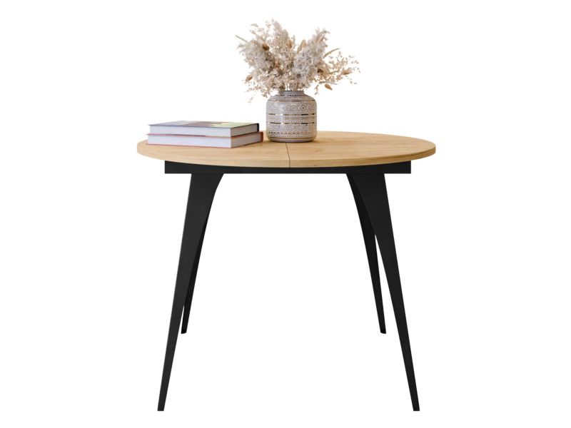 Stół okrągły rozkładany MIRJAN 24 Carmina 100 czarny/dąb craft złoty 1 szt.