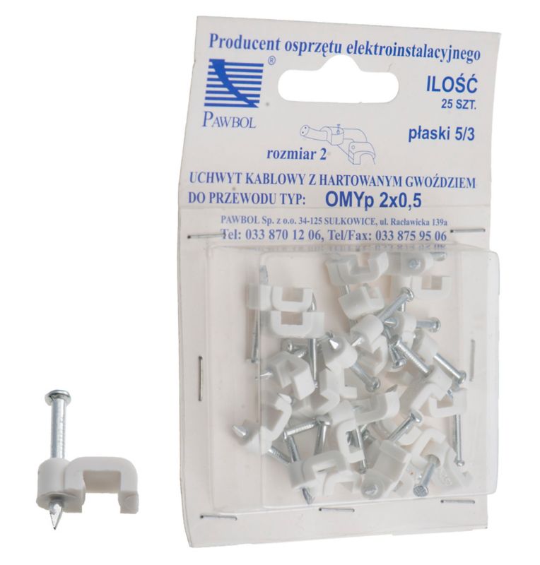 Uchwyty kablowe Elgotech plastikowe 2 x 0,5 mm białe 25 szt.