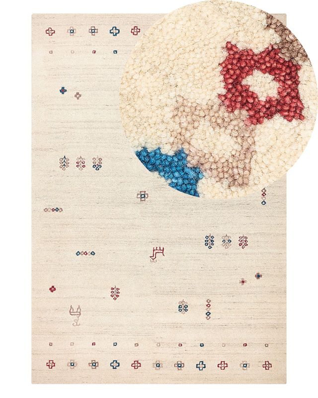 Dywan Suluca Beżowy 140 x 200 cm Wełna Gabbeh 1 szt.