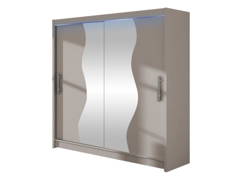 Szafa MIRJAN 24 z drzwiami przesuwnymi Begas z oświetleniem RGB kaszmir/lustro 1 szt.