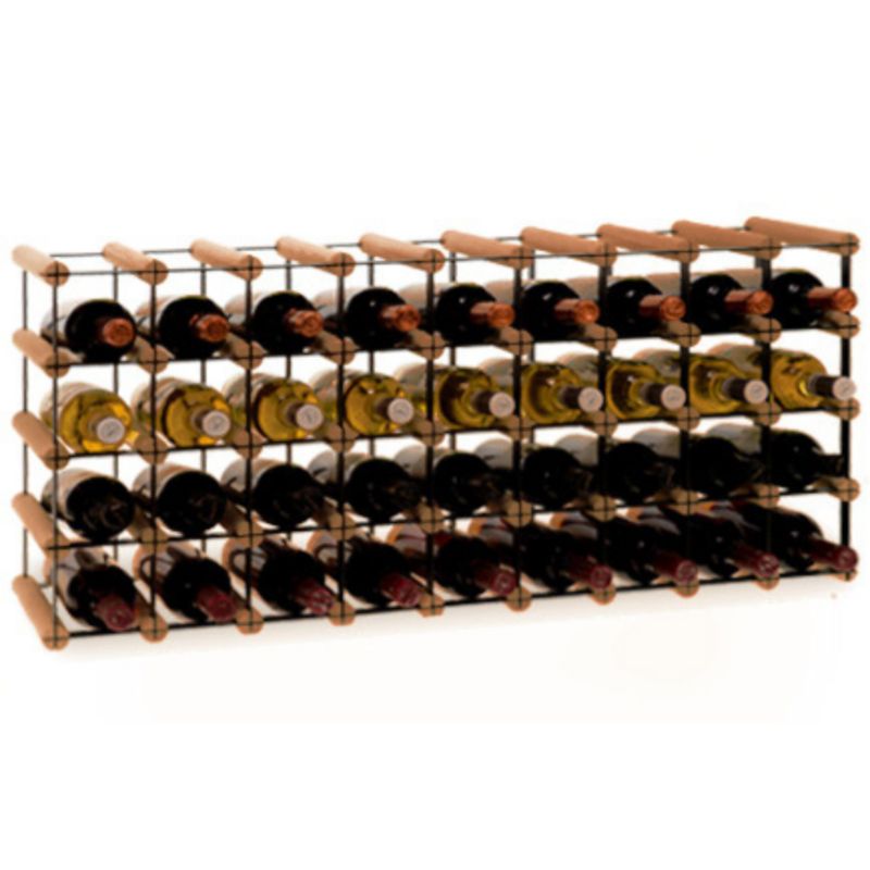 Stojak na wino MODO24 na butelki PET szafka wielki eko na 36 butelek czarny metal drewno brązowe 1 szt.