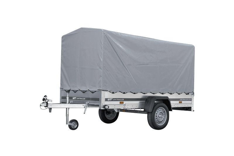 Przyczepka samochodowa Unitrailer na resorach 264x125 GARDEN 264/R KIPP ze stelażem H-1100 i pokrowcem szarym 1 szt.