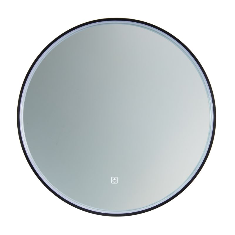 Lustro okrągłe FURNIKA 80 cm podświetlenie LED czarna ramka 1szt.