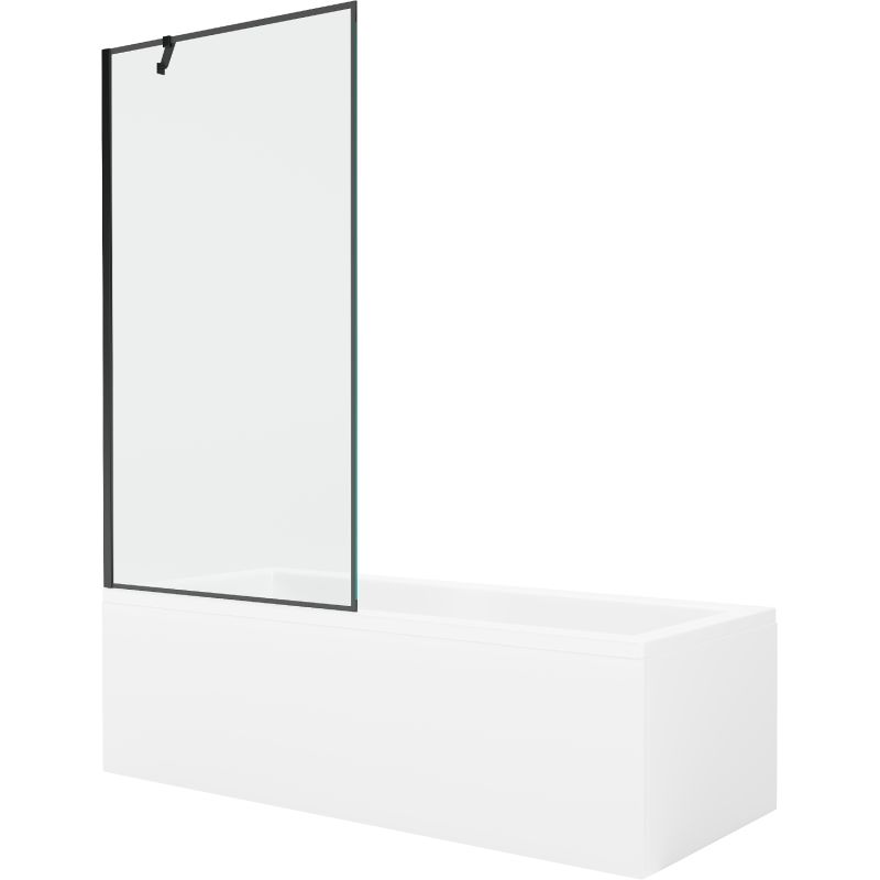 Wanna prostokątna Mexen Cubik 150 x 70 cm z obudową i parawanem 1-skrzydłowym 90 cm czarny wzór 550315070X9509007070 1 szt.