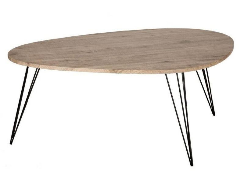 Stolik kawowy owalny Neile ATMOSPHERA drewniany nowoczesny do salonu na trzech nogach 1 szt.