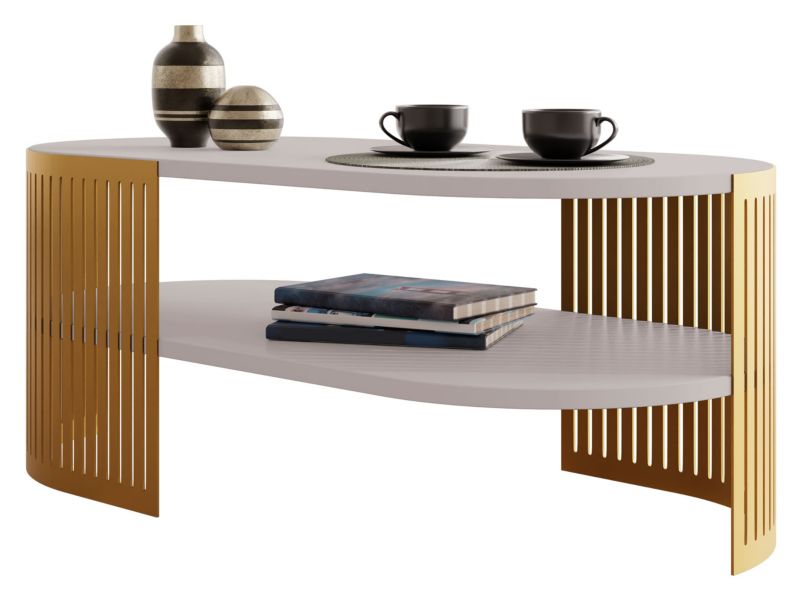 Stolik kawowy owalny MIRJAN 24 Fikoli II złoty/kaszmir 1 szt.