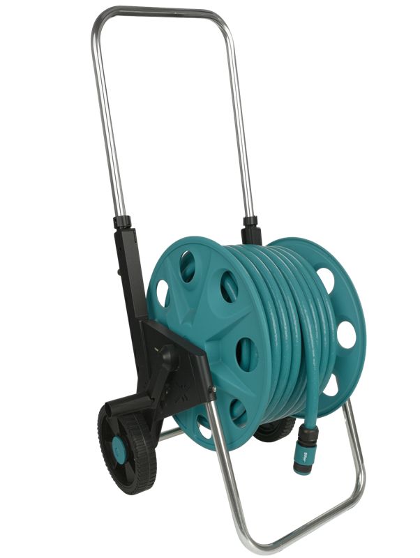 Wózek, Sillar, do węża ogrodowego, składany, z ręczną korbą, przyłączem wody, do węży 1/2 5/8 3/4 cala, stal, 1szt.