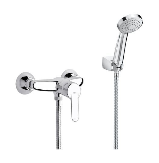 Bateria prysznicowa Roca Victoria-N chrom ścienna z zestawem natryskowym bez termostatu 1 szt.