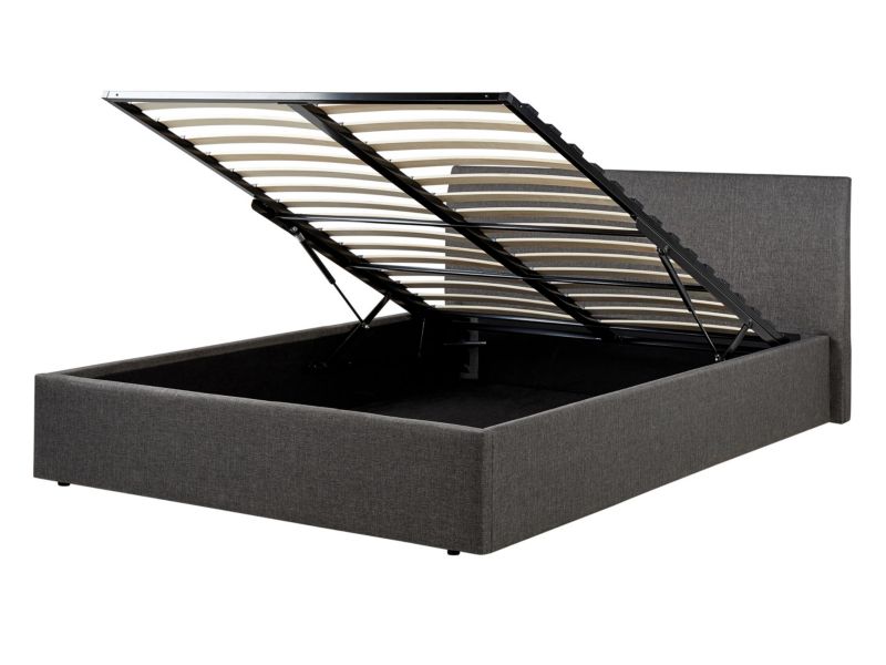Łóżko z pojemnikiem tapicerowane 140 x 200 cm szary Orbey 1 szt.