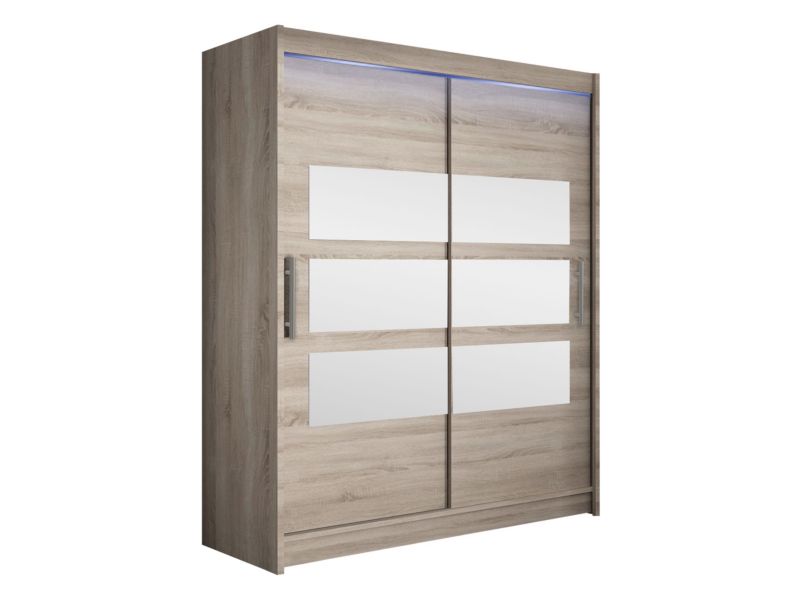 Szafa MIRJAN 24 z drzwiami przesuwnymi Presto VII z oświetleniem RGB trufel/lustro 1 szt.