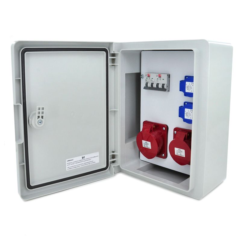 Rozdzielnica budowlana ELS Elektrotechnika N21B11B1ABS 2x230V 1x32A 1x16A 5P zabezpieczona B16, zamykana obudowa ABS IK10, 1 szt.